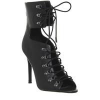 Kendall - Kylie Gwen Lace Up Ankle Cuff Heel BLACK LEATHER