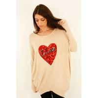 Keara sequin love heart slouchy jumper