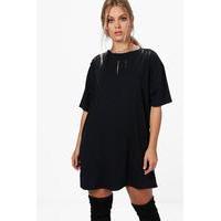 Kerry Chain Slashed Front Sweat Dress - black