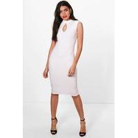 Keyhole Neck Midi Dress - cream