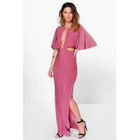 Keyhole Detail Cape Maxi Dress - rose