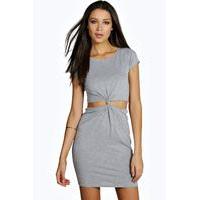 Kelly Cut Out Knot Front Dress - grey marl