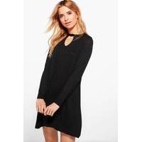 key hole detail swing dress black