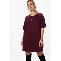 Kerry Chain Slashed Front Sweat Dress - burgundy