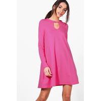 Key Hole Detail Swing Dress - fuchsia