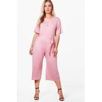 Kelly Tie Waist Culotte Jumpsuit - dusky pink