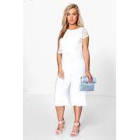 Kerri Lace Overlay Culotte Jumpsuit - ivory