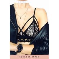 Kelly Black Lace Frill Harness Bralette