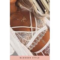 Kelly White Lace Frill Harness Bralette