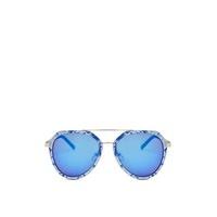 Kelsey Blue Mirrored Lens Aviator Sunglasses