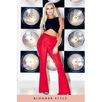 Kelsey Red Slinky Flared Leg Trousers