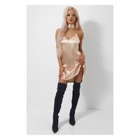 Kendall Gold Satin Choker Dress