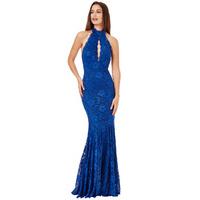 Keyhole Lace Maxi Dress - Royal Blue
