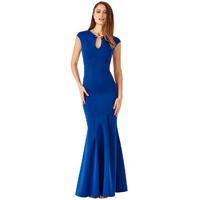 keyhole fishtail maxi dress with metal bar detail royal blue