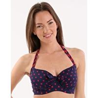 Key West Underwired Halter Top - Navy and Red