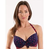 Key West Padded Underwired Halter Top - Navy and Red