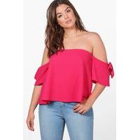 Kelly Off The Shoulder Bow Top - cerise