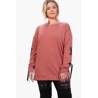 Kelly Lace Up Sleeve Sweat - rose