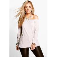 kelly off the shoulder ribbed top grey