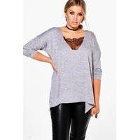 kerry lace detail jumper grey