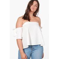 kelly off the shoulder bow top white