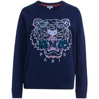 Kenzo blue fleece with multicolor embroidered tiger and post it women\'s Sweatshirt in blue