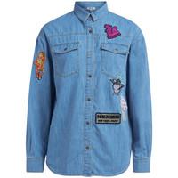 Kenzo long over denim shirt with cartoon women\'s Shirt in blue