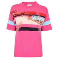 kenzo appliqued mesh knitted top