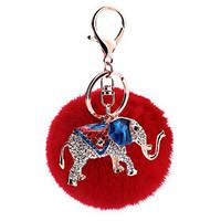 Key Chain Sphere / Elephant Key Chain Red Metal / Plush