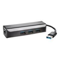 Kensington UA3000E USB 3.0 Ethernet Adapter & 3-Port Hub - Black