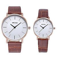 KEZZI Couple\'s Fashion Watch Wrist watch / Imitation Diamond Quartz Leather Band Cool Casual Black White Brown