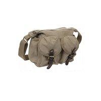 khaki national trust canvas shoulder bag with 2 pockets