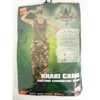 Khaki Camo Deluxe Costume, Female, Khaki Green, Includes Vest And Trousers