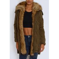 Khaki Fur Trim Parker Coat