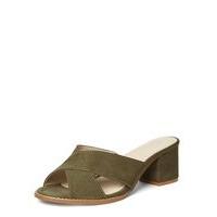 khaki green cross front mule sandals green