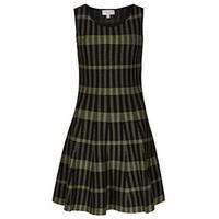 Khaki & Black Check Pattern Skater Dress