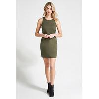 Khaki Zip Back Shift Dress