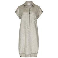 khaki marl linen look shirt dress