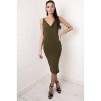 Khaki Draped Cross Strapped Dress