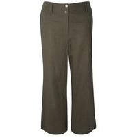 khaki green linen button detail wide leg trousers khaki