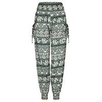 khaki amp cream elephant print joggers