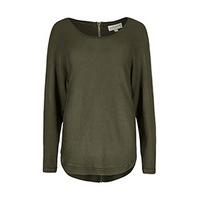 khaki ribbed hem fine knit zip jumper