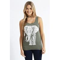 khaki elephant print vest