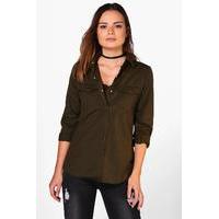 Khaki Denim Shirt - khaki