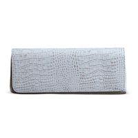 KHAALZ Zanzibar Crocodile Clutch in Metallic White