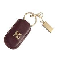 KHAALZ Majestic Gold Keyring in Maroon Leather with Usb