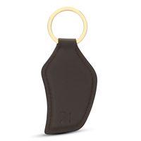 KHAALZ Claude Gold Keyring in Deep Brown Leather