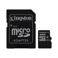 Kingston Technology 32GB microSDHC Class 10 UHS-I 45MB/s Read Card + SD Adapter
