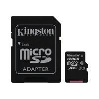Kingston Technology 128GB microSDXC Class 10 UHS-I 45MB/s Read Card + SD Adapter