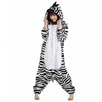 Kigurumi Pajamas Zebra Leotard/Onesie Festival/Holiday Animal Sleepwear Halloween White Patchwork Polar Fleece Kigurumi For Unisex